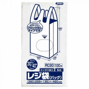 ジャパックス レジ袋ノンブロックベロ付き 関東30号/関西40号 乳白 100枚×10冊×3箱 RC30 【北海道・沖縄・離島配送不可】