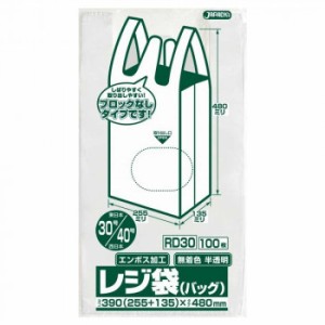 ジャパックス レジ袋ノンブロックベロ付き 関東30号/関西40号 半透明 100枚×10冊×3箱 RD30 【北海道・沖縄・離島配送不可】