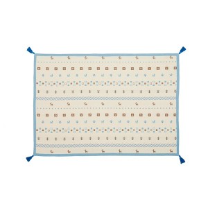 ラグマット 絨毯 約130×185cm ブルー 綿100％ 滑り止め付き ふっくら インド綿ラグ リビング ダイニング インテリア家具
