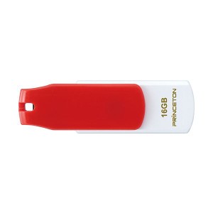 (まとめ）プリンストン USBフラッシュメモリーストラップ付き 16GB レッド/ホワイト PFU-T3KT/16GMGA 1個〔×3セット〕