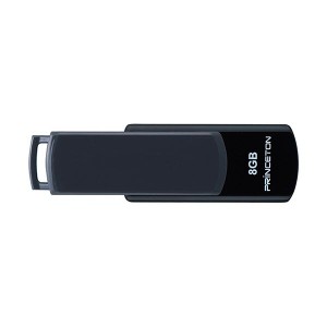 (まとめ）プリンストン USBフラッシュメモリー回転式キャップレス 8GB グレー/ブラック PFU-T3UT/8GA 1セット（10個）〔×5セット〕