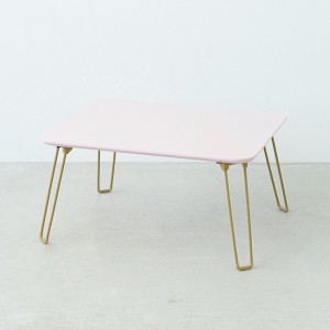 ニーナ 幅60折りたたみテーブル(ピンク) 幅60cm 脚カラー：ゴールド ローテーブル ナチュラル 完成品 NK-760