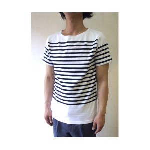 フランスタイプ ボーダーシャツ 半袖 3色 JT043YN ホワイト×ネイビー L 〔 レプリカ 〕