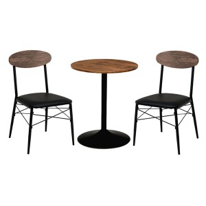 テーブル＆チェア3点セット(テーブル×1、チェア2脚) 丸型 ブラウン 組立品 コンパクト
