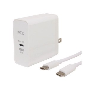 MCO PD対応45W USB-ACアダプタTypeCケーブル付ホワイト IPA-CS01／WH