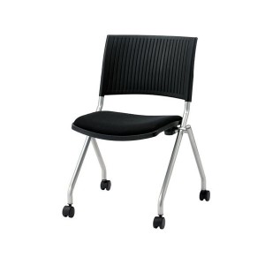 ジョインテックス 会議椅子(スタッキングチェア/ミーティングチェア) 肘なし キャスター付き FJC-K5 ブラック 〔完成品〕