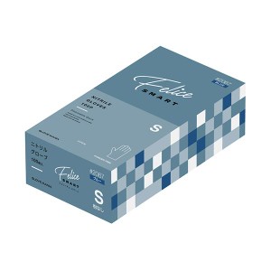 （まとめ）川西工業 ニトリルグローブ フェリーチェスマート 粉なし ブルー S #2067-S 1箱(100枚)〔×5セット〕