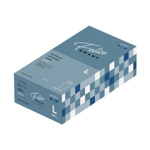 （まとめ）川西工業 ニトリルグローブ フェリーチェスマート 粉なし ブルー L #2067-L 1箱(100枚)〔×5セット〕