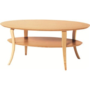 ローテーブル オーバル型 木製 棚収納付き NET-406NA ナチュラル
