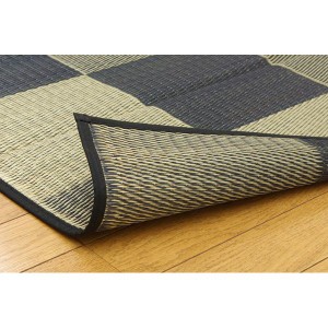 純国産/日本製 い草ラグカーペット 『ブロック2』 グレー 約191×250cm