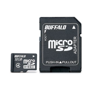 （まとめ）バッファロー microSDHCカード32GB Class4 防水仕様 SDHC変換アダプター付 RMSD-BS32GAB 1枚〔×3セット〕