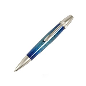 日本製 Air Brush Wood Pen キャンディカラー ボールペン(ギター塗装)〔パーカータイプ/芯：0.7mm〕Blue/カーリーメイプル