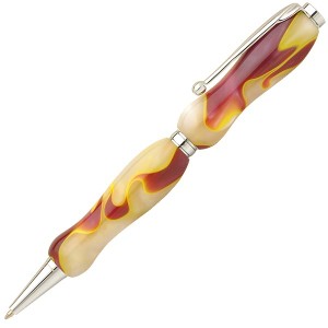 日本製 アクリルボールペン Marble Pen〔クロスタイプ/芯：0.7mm〕フローホワイト/White×Brown