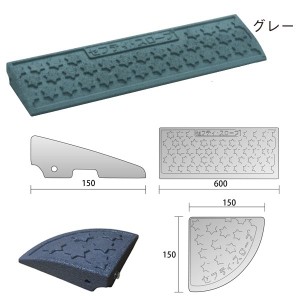 〔2セット〕段差スロープ/セフティスロープ 〔グレー〕 SS-050 W600×D150×H45mm 耐荷重：6t ゴムチップ