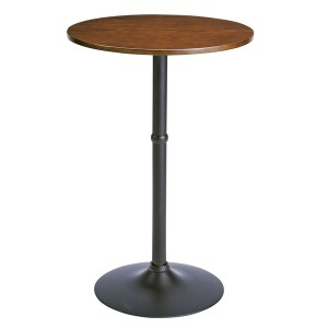 木目調ハイテーブル/カウンターテーブル 〔丸型〕 直径60cm×高さ90cm スチールフレーム ブラウン