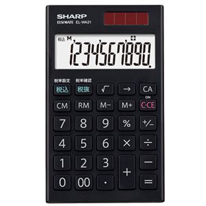 （まとめ） シャープ SHARP 電卓 10桁 手帳サイズ EL-WA21-X 1台 〔×5セット〕
