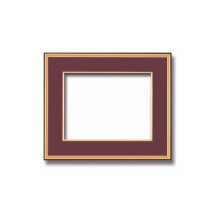 〔和額〕黒い縁に金色フレーム　日本画額　色紙額　木製フレーム　■黒金　色紙F4サイズ(333×242mm)　エンジ