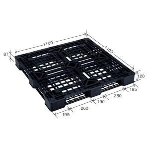 〔10枚セット〕 樹脂パレット/軽量パレット 〔JL-D4・1111E(5)〕 ブラック 材質：再生PP 安全設計