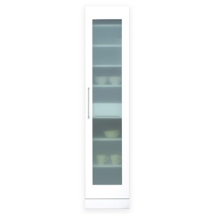 スリムタイプ食器棚/キッチン収納 幅40cm 飛散防止加工ガラス使用 移動棚付き 日本製 ホワイト(白) 〔完成品〕