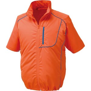 ポリエステル製半袖空調服 BP500S リチウムバッテリーセット 〔カラー：オレンジ×ネイビー サイズ：L〕