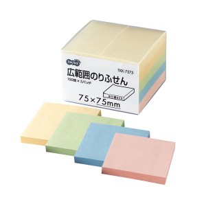 （まとめ） TANOSEE 広範囲のりふせん 75×75mm 4色 1パック（5冊） 〔×5セット〕