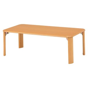 折りたたみテーブル/ローテーブル 〔長方形/幅90cm〕 ナチュラル 木製 木目調