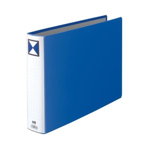 （まとめ） TANOSEE 両開きパイプ式ファイル B4ヨコ 500枚収容 背幅66mm 青 1冊 〔×5セット〕