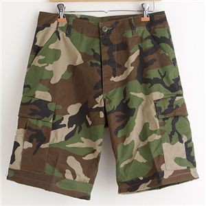 アメリカ軍 BDU カーゴショートパンツ ／迷彩服パンツ 〔 Lサイズ 〕 リップストップ ウッドランド 〔 レプリカ 〕