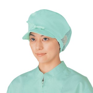 サカノ繊維 工場用白衣婦人帽子 前ひも調整 SK228 グリーン