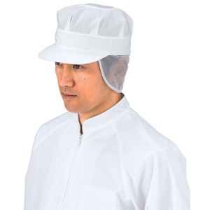 サカノ繊維 工場用白衣八角帽子 天・タレ細メッシュ SK57 ホワイト LLサイズ