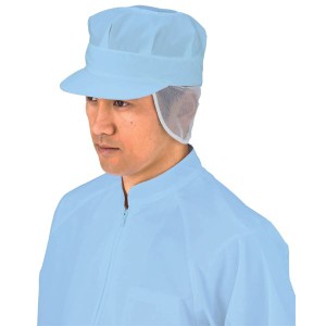 サカノ繊維 工場用白衣八角帽子 天・タレ細メッシュ SK57 サックス 3Lサイズ