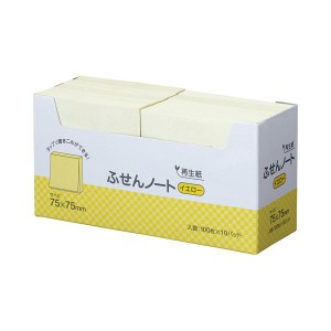 (まとめ) スガタ ふせん ノート 75×75mm イエロー P7575YE 1セット(30冊：10冊×3パック) 〔×2セット〕