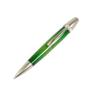 日本製 Air Brush Wood Pen キャンディカラー ボールペン(ギター塗装)〔パーカータイプ/芯：0.7mm〕Green/カーリーメイプル
