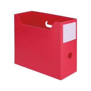 (まとめ) TANOSEEPP製ボックスファイル(組み立て式) A4ヨコ レッド 1個  〔×50セット〕