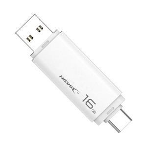 (まとめ) HIDISC USBメモリー Type-C/A 16GB ホワイト HDUF134C16G3C 〔×5セット〕
