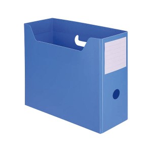 (まとめ) TANOSEEPP製ボックスファイル(組み立て式) A4ヨコ ブルー 1個  〔×50セット〕