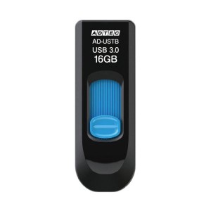 （まとめ）アドテック USB3.0スライド式フラッシュメモリ 16GB ブラック&ブルー AD-USTB16G-U3R 1個〔×3セット〕