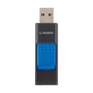 (まとめ) RiDATA ラベル付USBメモリー32GB ブラック/ブルー RDA-ID50U032GBK/BL 1個 〔×10セット〕