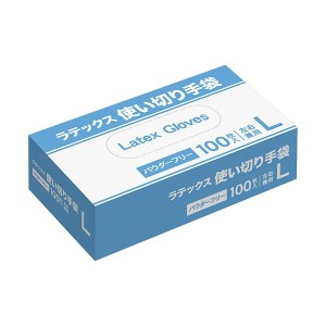 (まとめ) ラテックス 手袋 パウダーフリー L 1パック(100枚) 〔×5セット〕