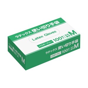 (まとめ) ラテックス 手袋 パウダーフリー M 1パック(100枚) 〔×5セット〕