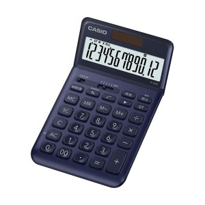 （まとめ）カシオ デザイン電卓 12桁ジャストタイプ ネイビー JF-S200-NY-N 1台〔×2セット〕