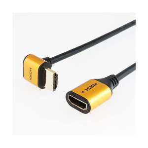 (まとめ) ホーリック HDMI延長ケーブル L型90度 15cm ゴールド HLFM015-583GD 〔×2セット〕