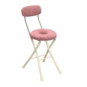 円座 折りたたみ椅子 〔4脚セット ピンク×ミルキーホワイト〕 幅33cm 日本製 スチール 『スイーツチェア ドーナツ』