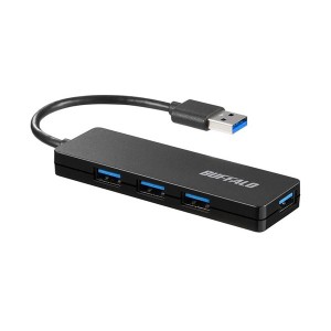 （まとめ）バッファロー USB3.0バスパワーハブ 4ポート ブラック BSH4U120U3BK 1個〔×2セット〕