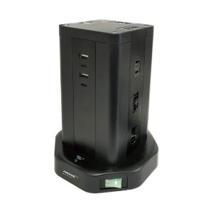 ハイディスク タワー型USB付電源タップAC差込口：12個口 USBポート数：4ポート HD-AC12C2U2BK 1個