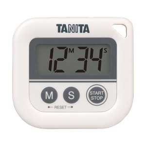 （まとめ）タニタ デジタルタイマー 丸洗いタイマー100分計 ホワイト TD-376N-WH 1個 〔×3セット〕
