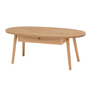 センターテーブル/ローテーブル 〔ナチュラル 幅95×奥行40×高さ37cm〕 引き出し 木製脚付き 組立式 R6350NA 〔リビング〕