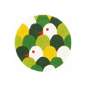 ラグマット/絨毯 〔約80cm 円形 グリーン〕 ホットカーペット対応 日本製 『moritori』 プレーベル