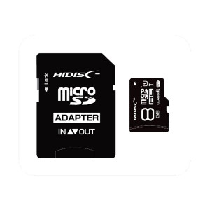 (まとめ) ハイディスク microSDHCカード8GB class10 UHS-I対応 SD変換アダプター付き HDMCSDH8GCL10UIJP3 1枚 〔×10セット〕