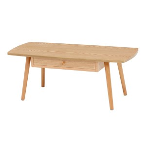センターテーブル/ローテーブル 〔ナチュラル 幅95×奥行40×高さ37cm〕 引き出し 木製脚付き 組立式 R6351NA 〔リビング〕